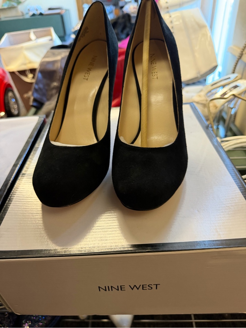 Nine West Black Suede Stiletto Heels - Picture 2 of 2